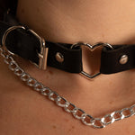 collare, catena, ecopelle, cuore, sexy shop
