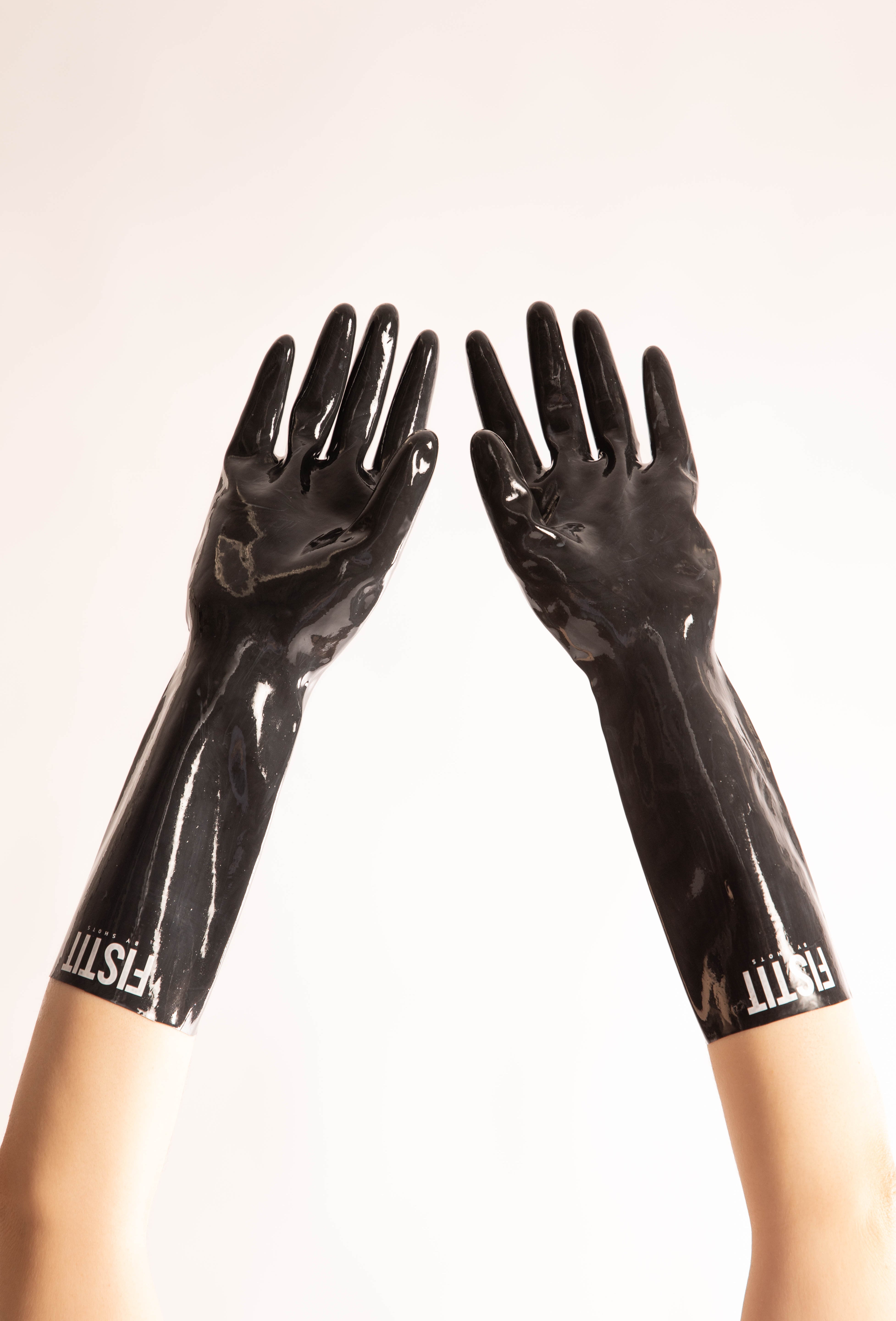 Guanti Lunghi Latex Fetish Unisex Aderenti Lucidi Con Dita - Foto 8