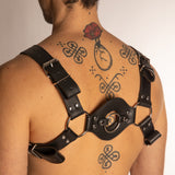 Harness Costas con Anelli in Pelle Nero