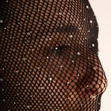 Maschera a Rete con Cristalli Nera