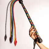 Rainbow Frusta con Frange in Pelle