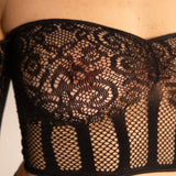 Set Top, Perizoma, Collare & Collant in Pizzo Neri