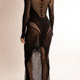 Vestito Lungo in Pizzo a Rete