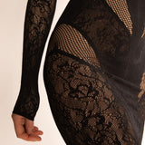 Vestito Lungo in Pizzo a Rete