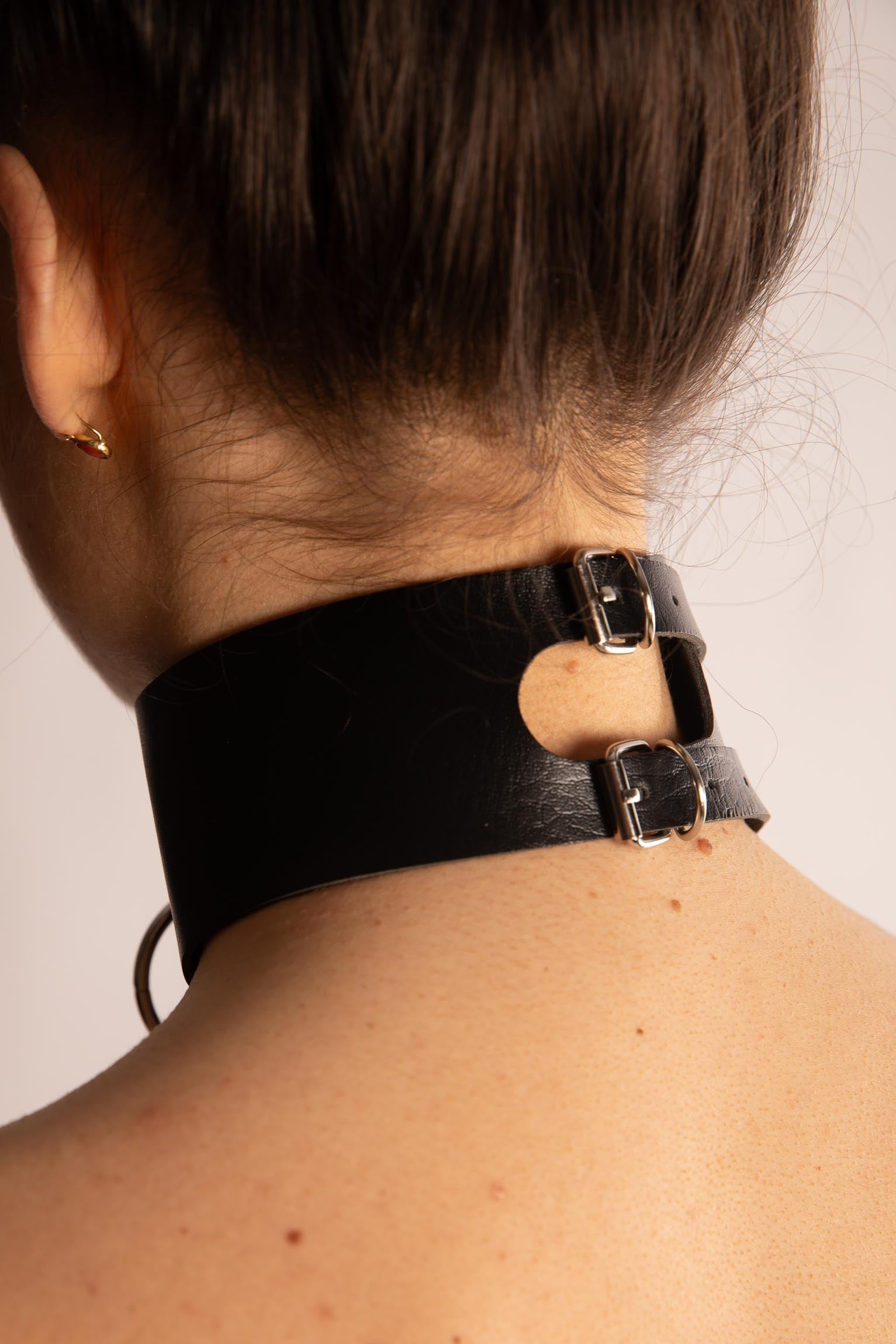 Collare, Anello metallo, Eco Pelle, sexy shop, bdsm