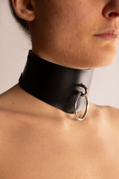 Collare, Anello metallo, Eco Pelle, sexy shop, bdsm