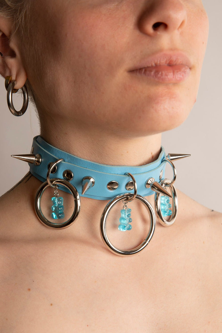 Gummy Princess Collare con Borchie e Anelli Azzurro