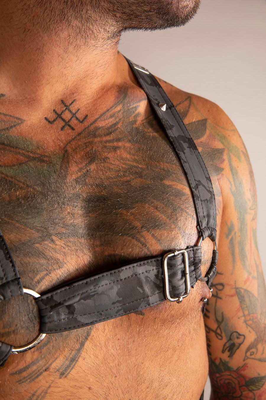 Harness con Cock Ring Grigio Camo